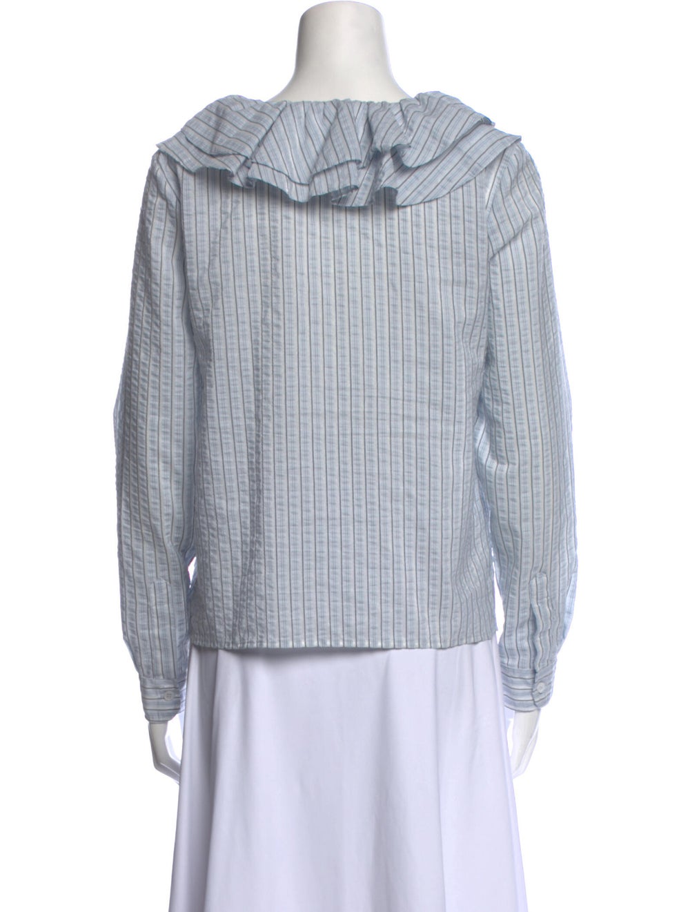 Ganni Striped V-Neck Blouse - image 3