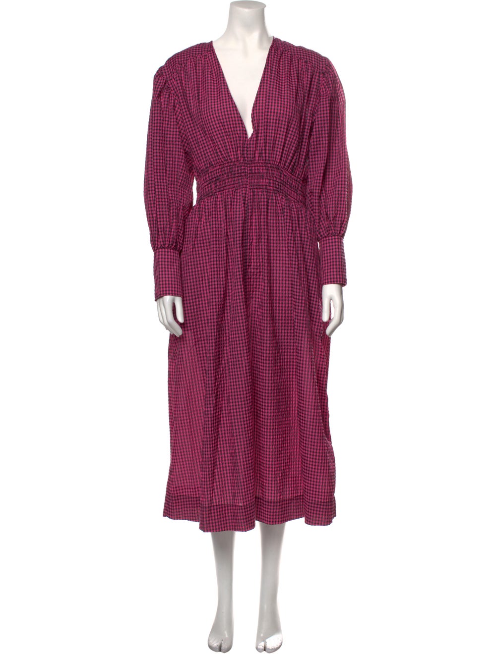 Ganni Plaid Print Long Dress - image 1