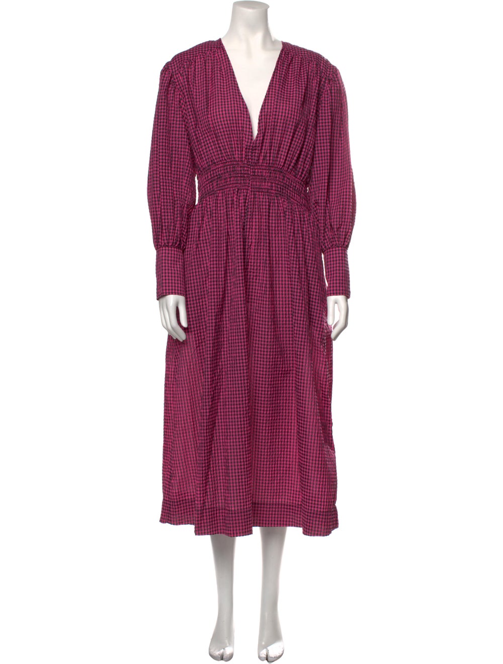 Ganni Plaid Print Long Dress - image 1