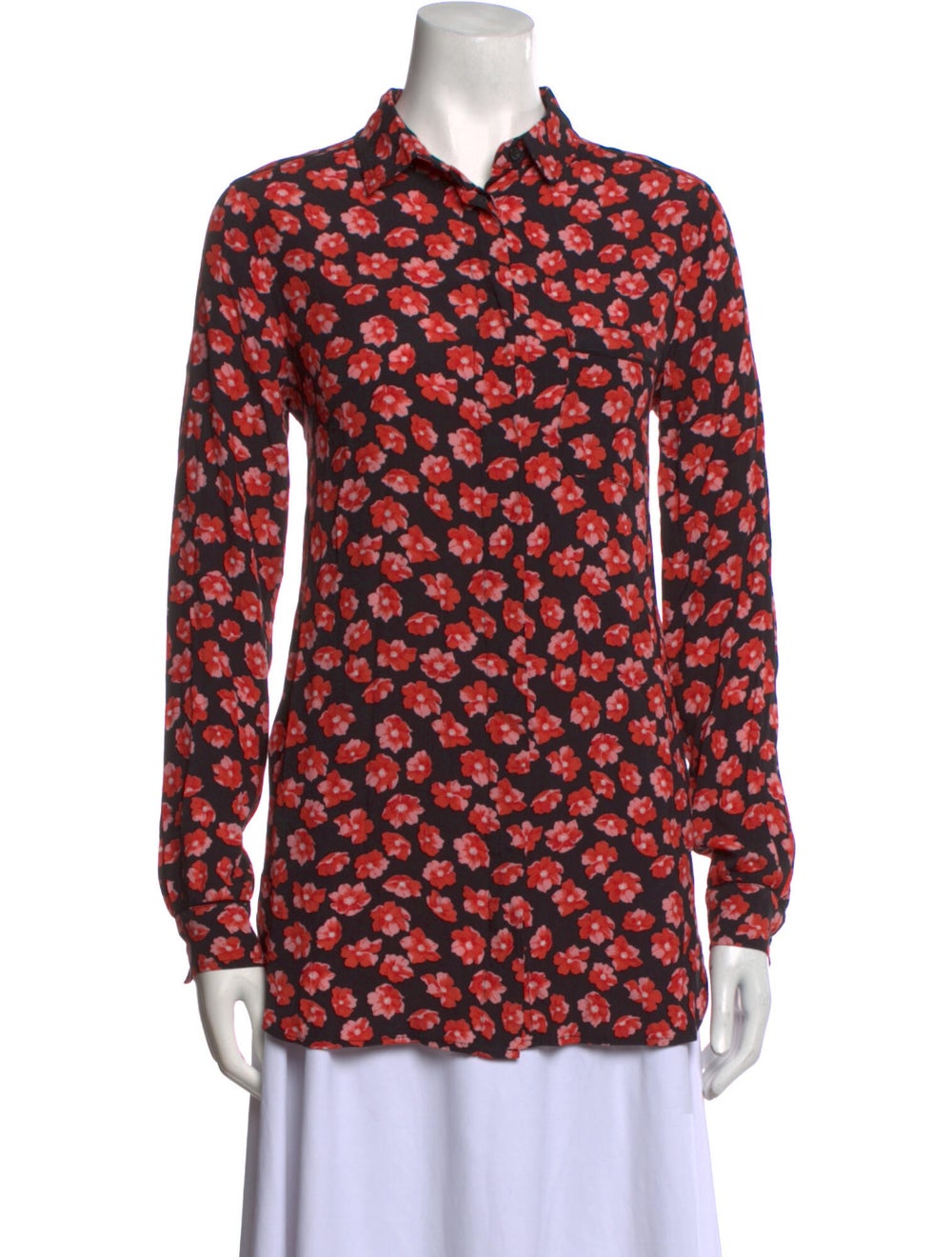 Ganni Printed Long Sleeve Button-Up Top - image 1