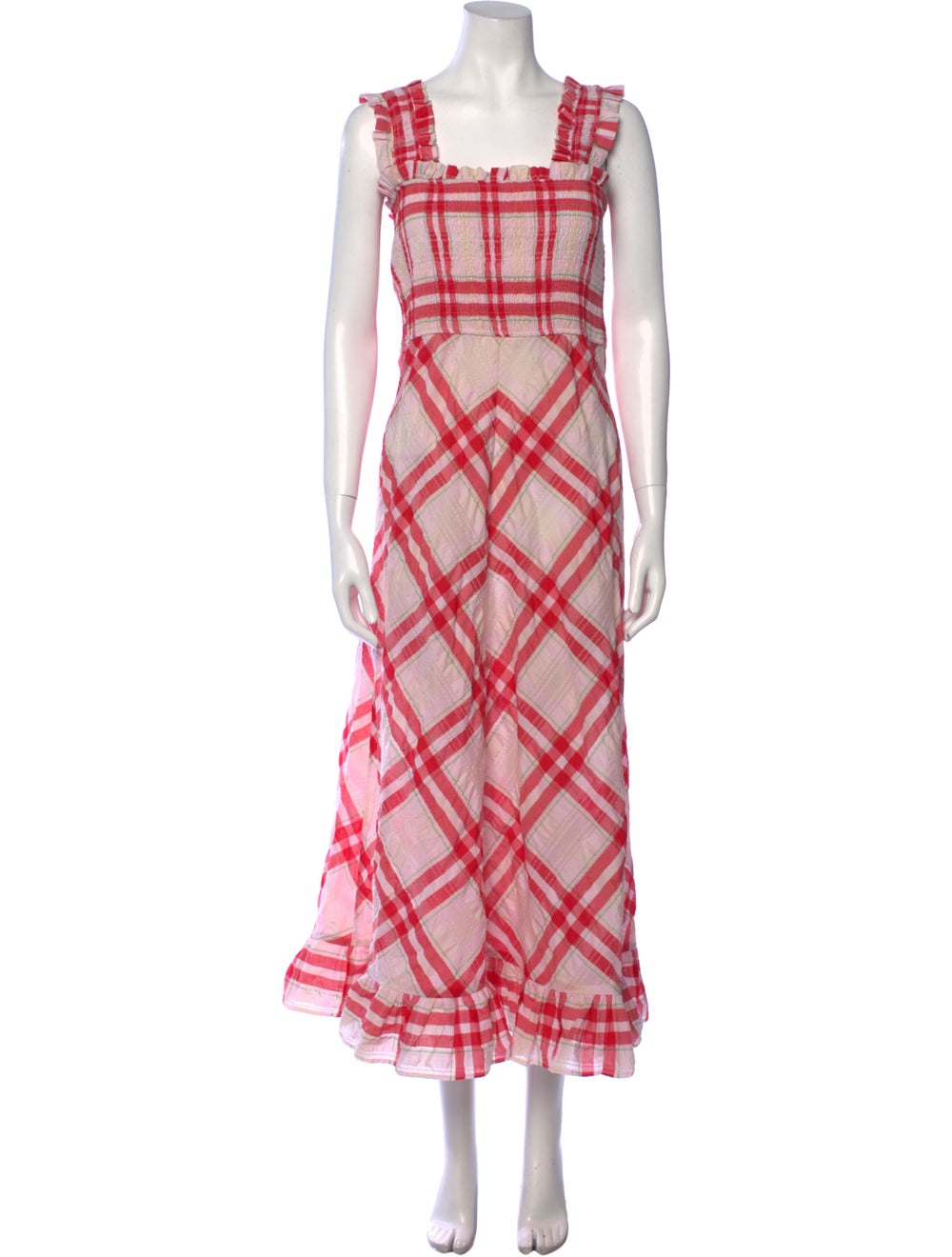 Ganni Plaid Print Long Dress - image 1