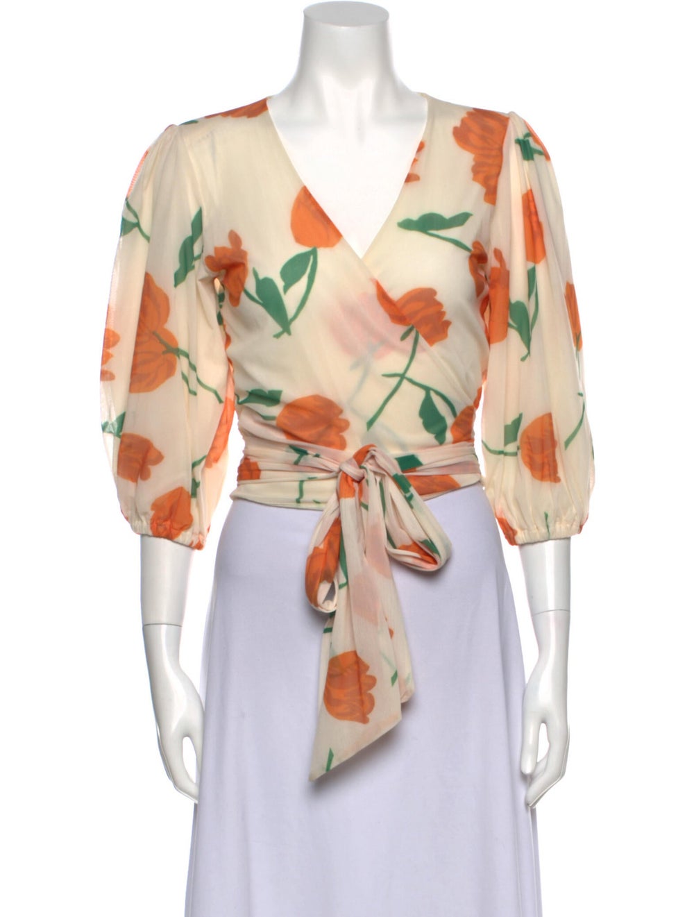 Ganni Floral Print V-Neck Crop Top - image 1
