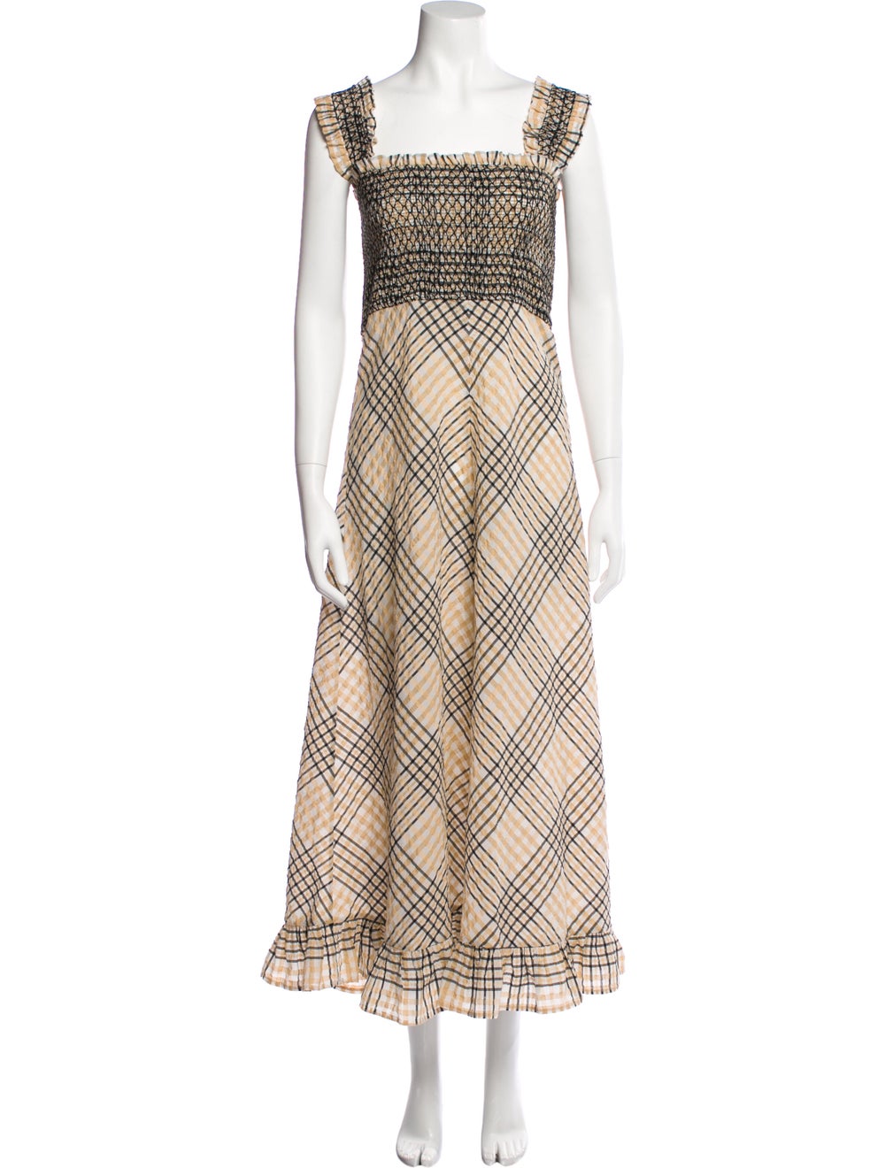 Ganni Plaid Print Long Dress - image 1