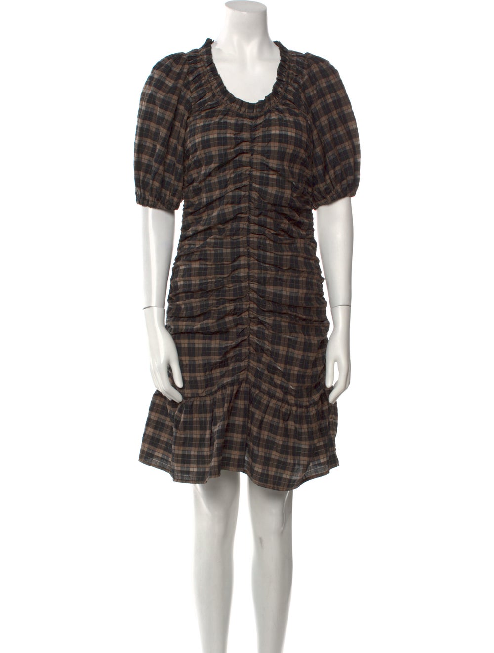 Ganni Plaid Print Mini Dress - image 1