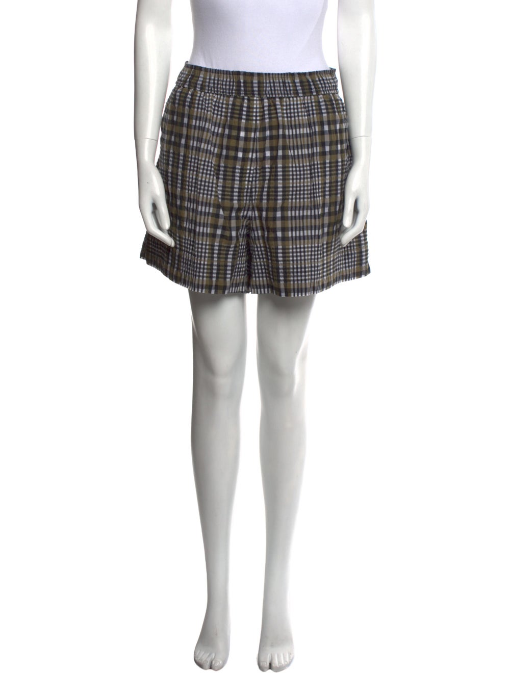 Ganni Plaid Print Mini Shorts - image 1