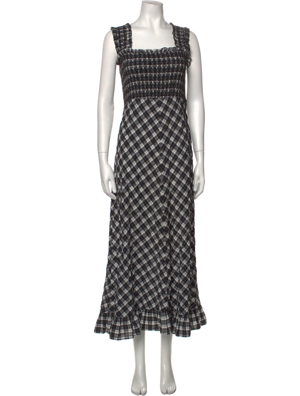 Ganni Plaid Print Long Dress - image 1