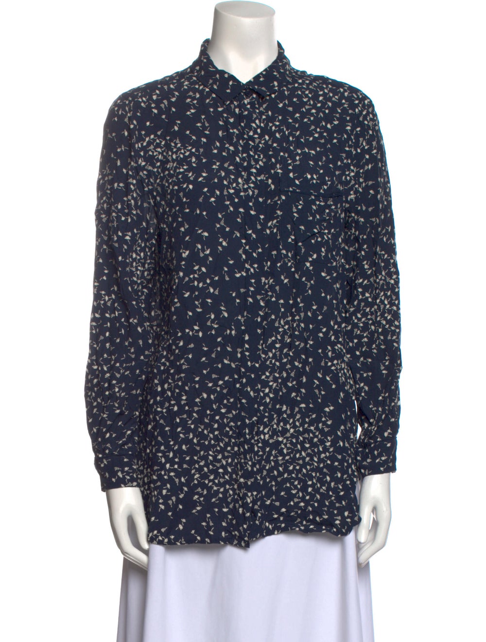 Ganni Printed Long Sleeve Button-Up Top - image 1