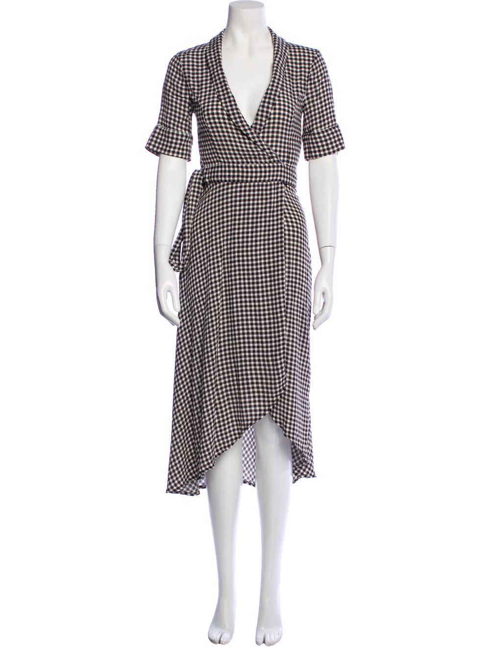 Ganni Plaid Print Long Dress - image 1