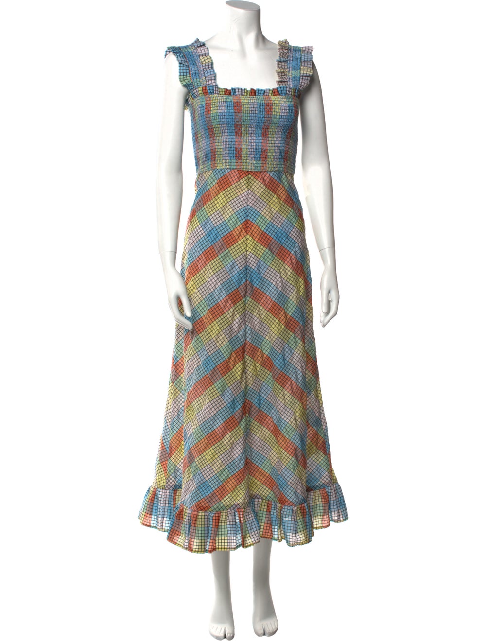 Ganni Plaid Print Long Dress - image 1
