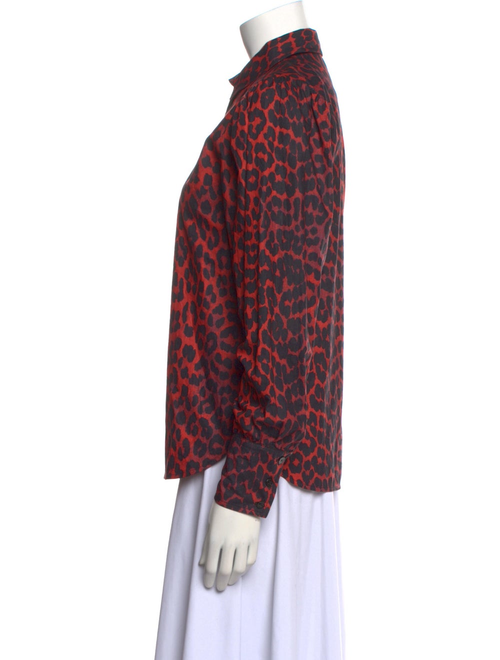 Ganni Animal Print Long Sleeve Button-Up Top - image 2