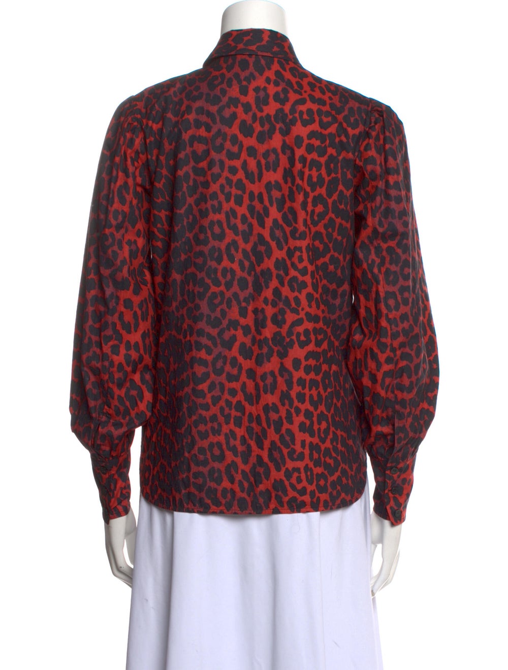 Ganni Animal Print Long Sleeve Button-Up Top - image 3