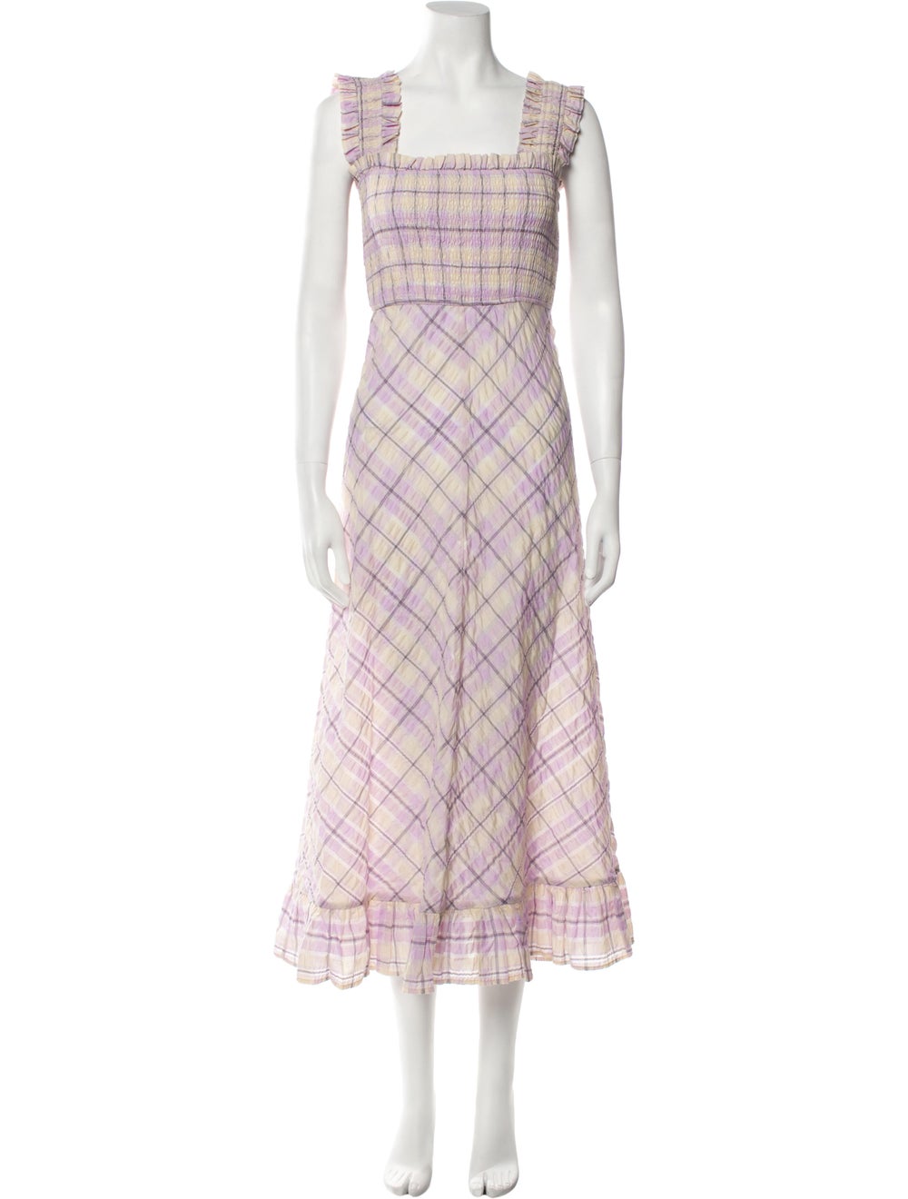 Ganni Plaid Print Long Dress - image 1
