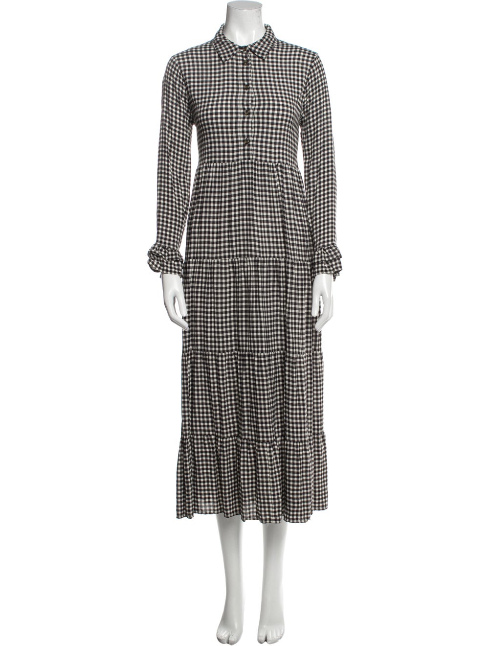 Ganni Plaid Print Long Dress - image 1