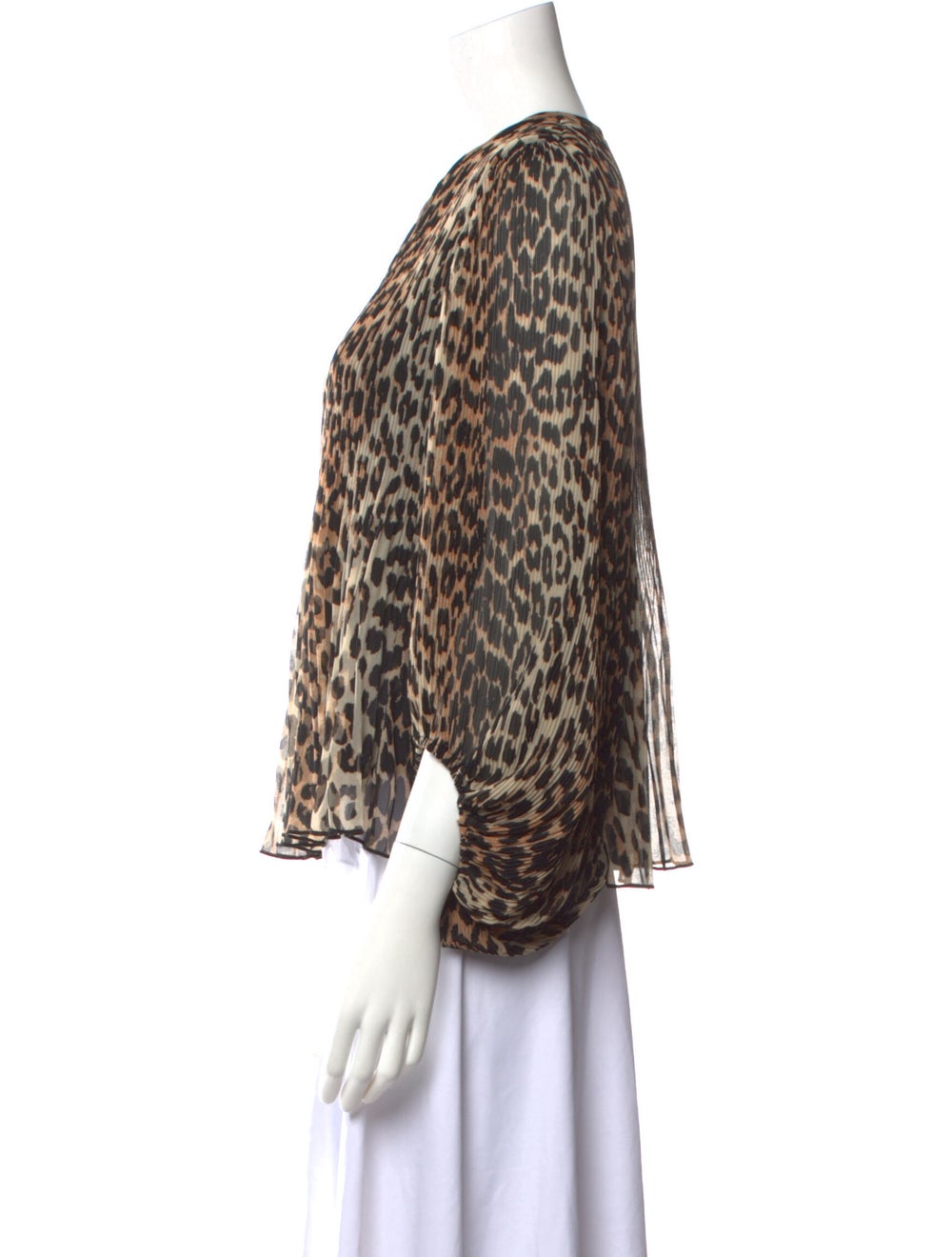 Ganni Animal Print V-Neck Blouse - image 2