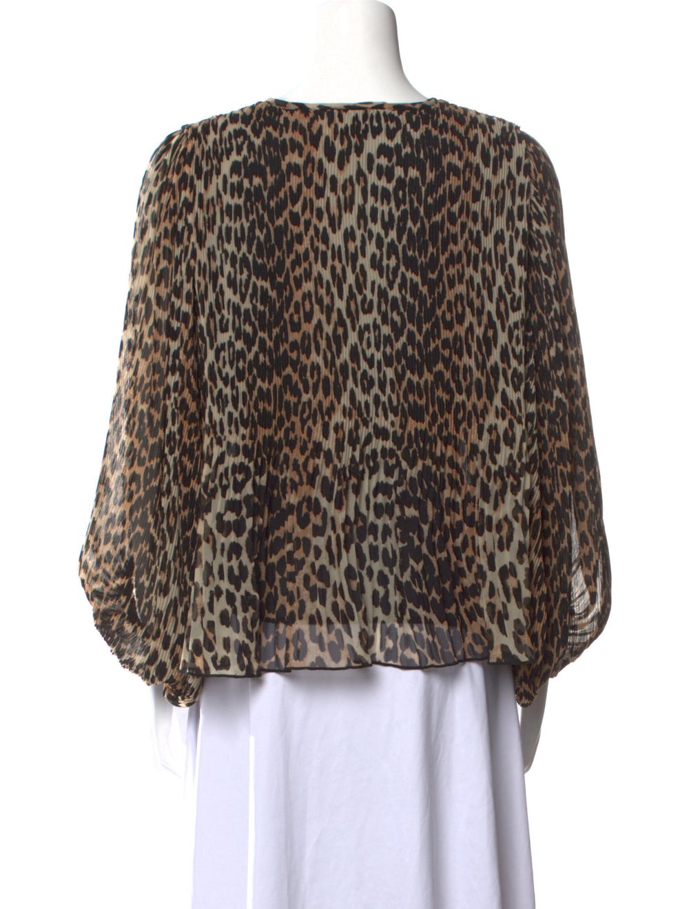 Ganni Animal Print V-Neck Blouse - image 3