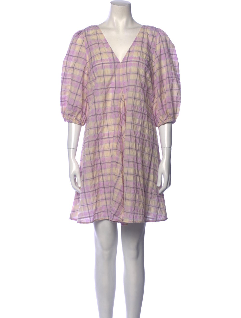 Ganni Plaid Print Mini Dress w/ Tags - image 1