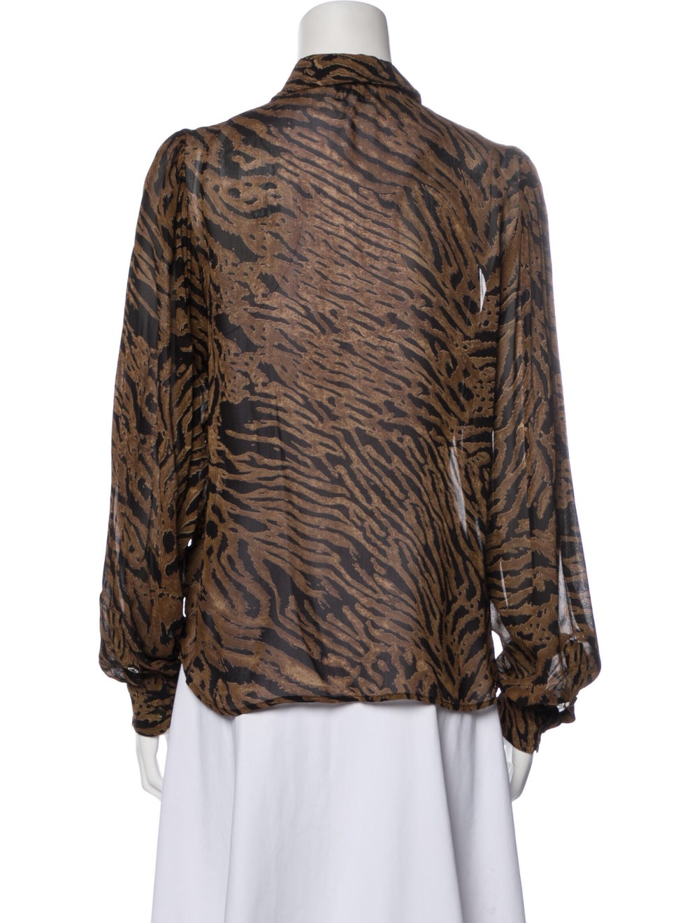 Ganni Animal Print Long Sleeve Button-Up Top - image 3