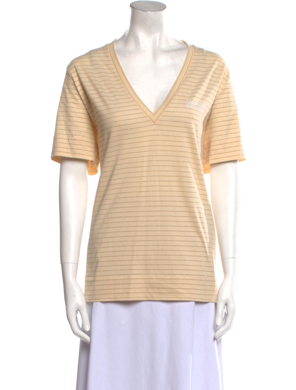 Ganni Striped V-Neck T-Shirt - image 1