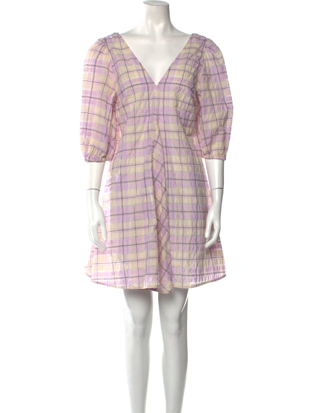 Ganni Plaid Print Mini Dress - image 1