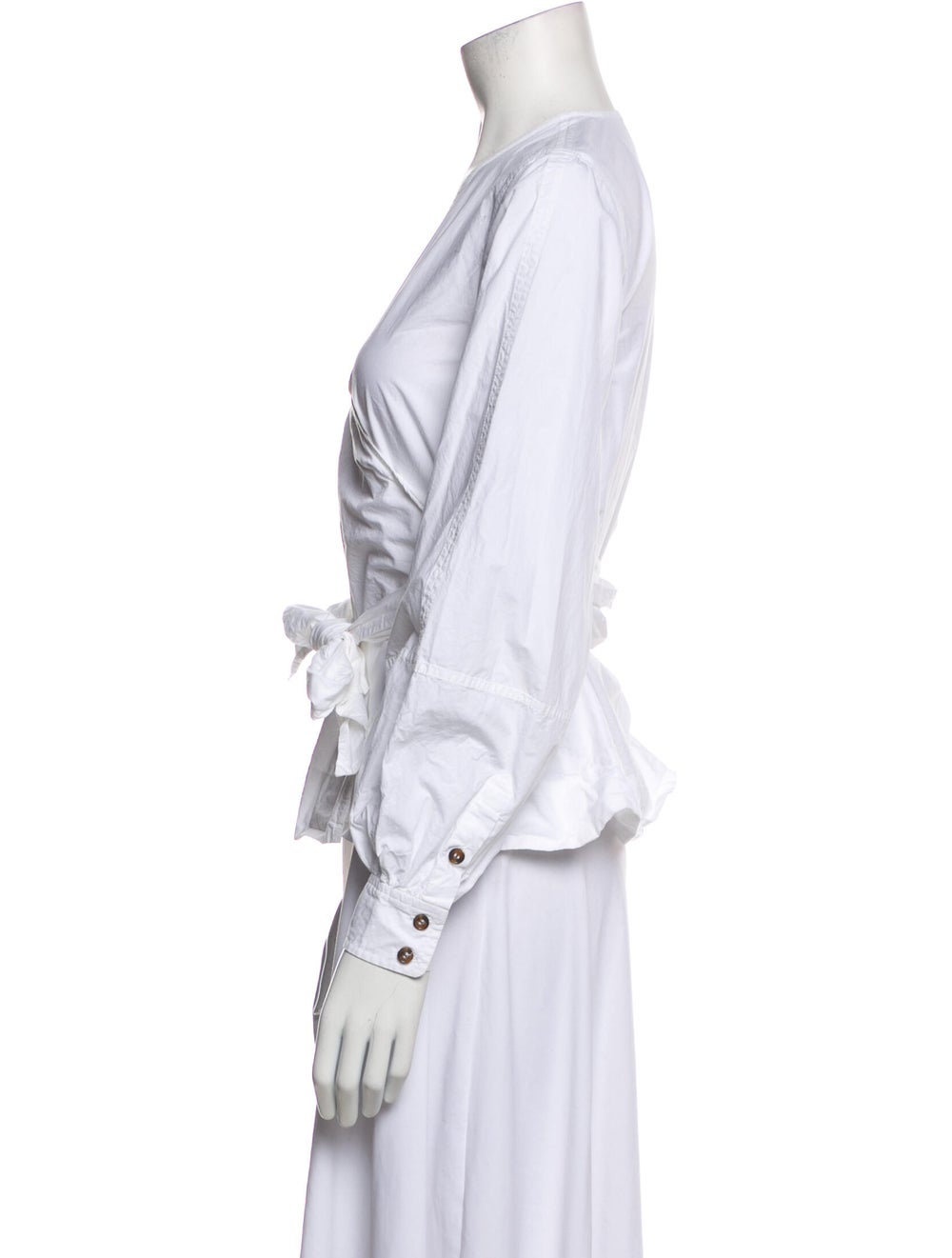 Ganni V-Neck Long Sleeve Blouse - image 2
