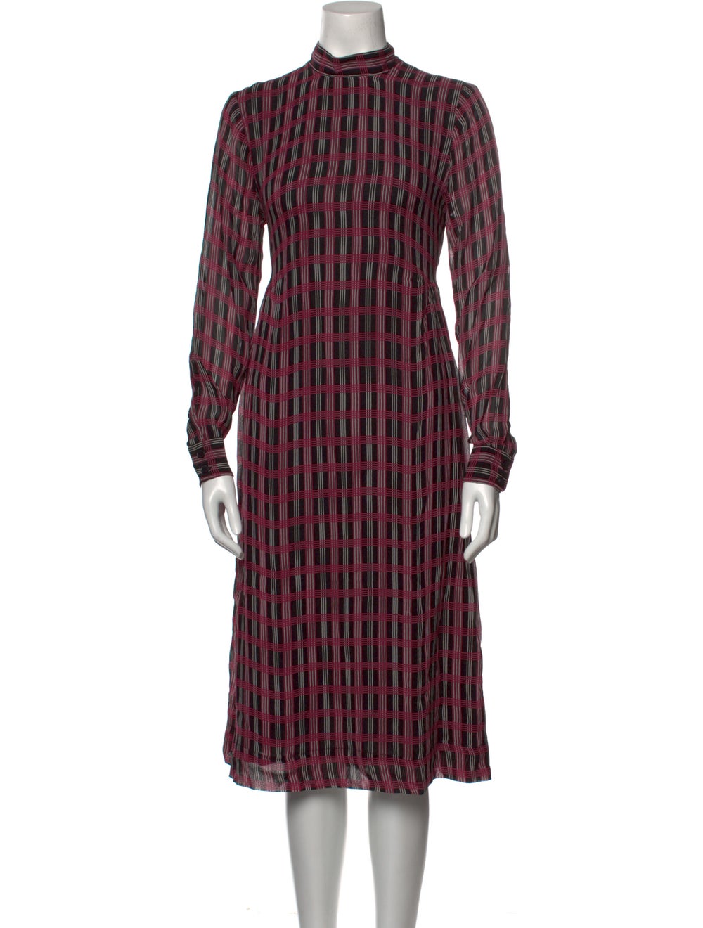 Ganni Plaid Print Midi Length Dress - image 1