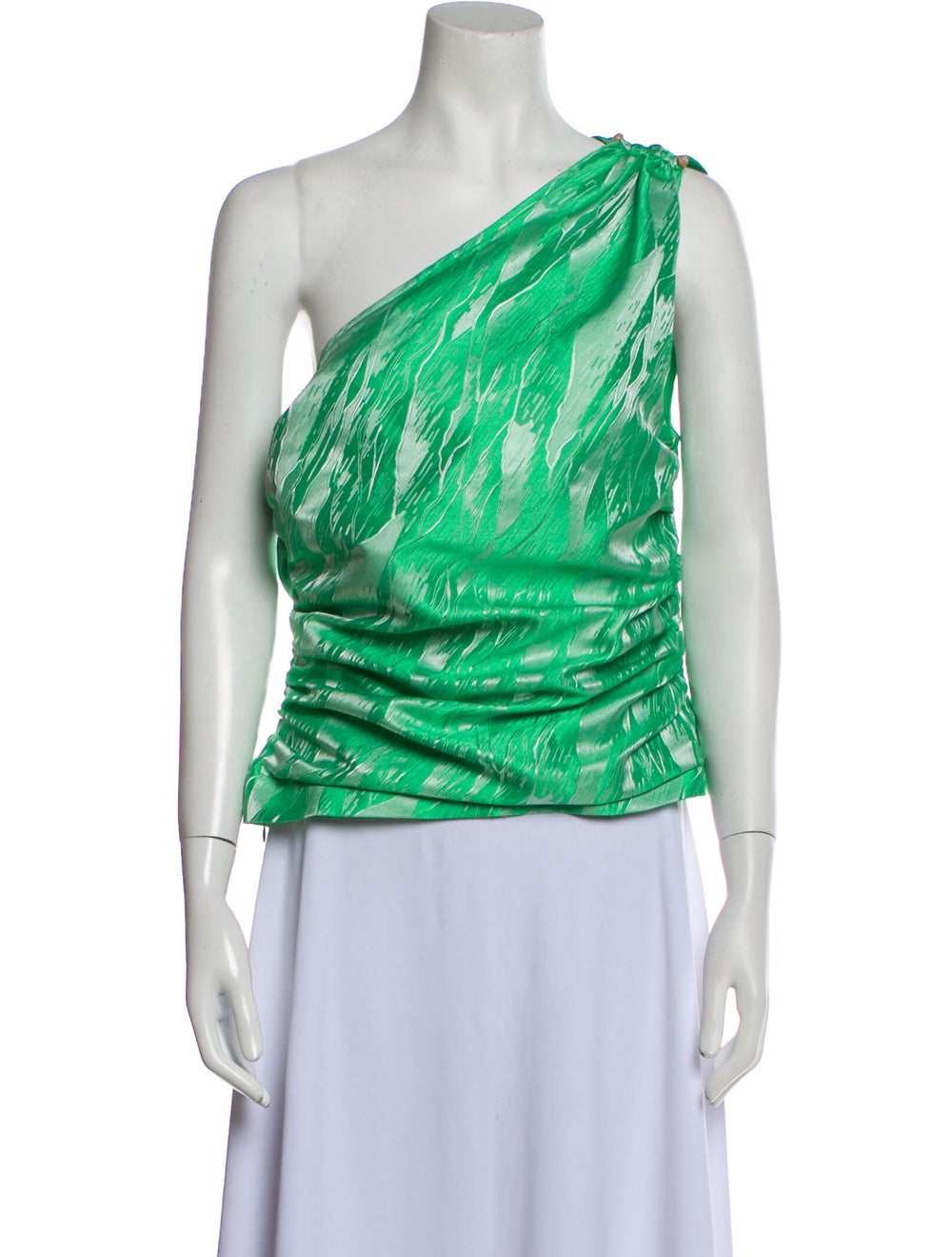 Ganni Printed One-Shoulder Blouse - image 1