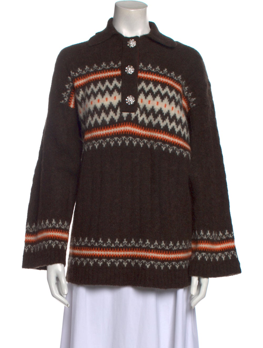 Ganni Striped Mock Neck Sweater - image 1