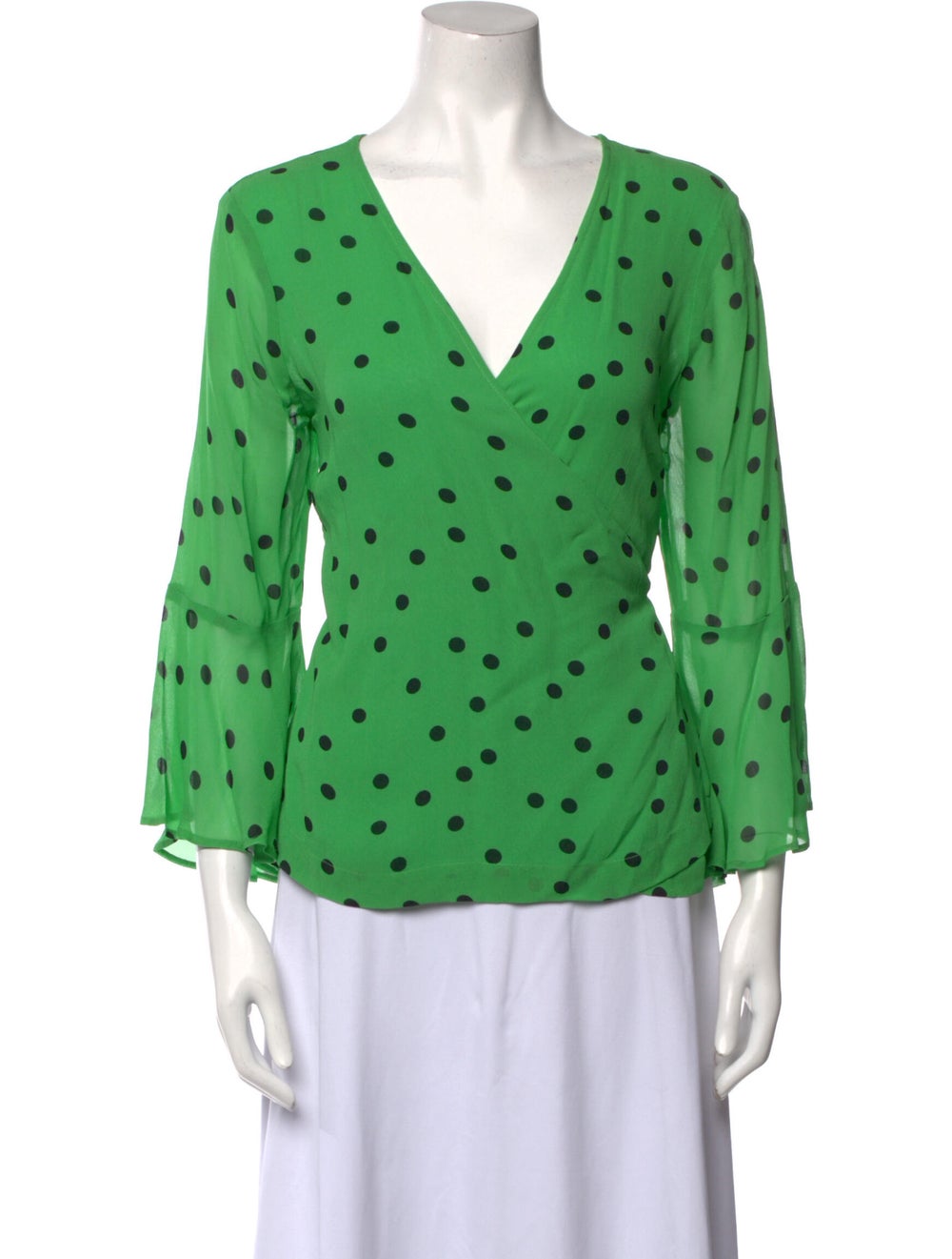 Ganni Polka Dot Print V-Neck Blouse - image 1