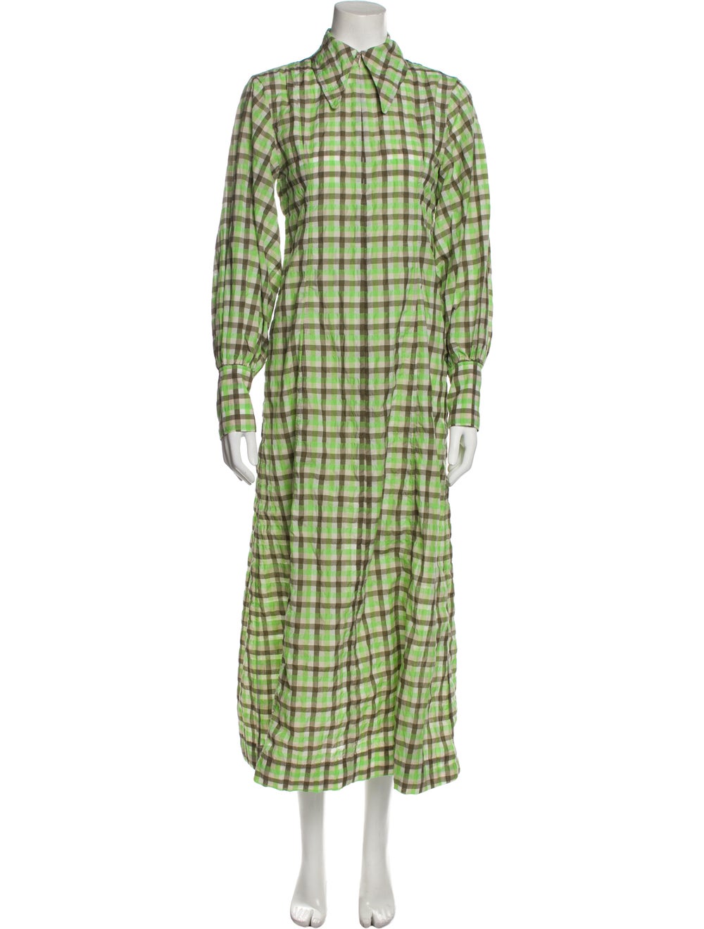 Ganni Plaid Print Long Dress - image 1