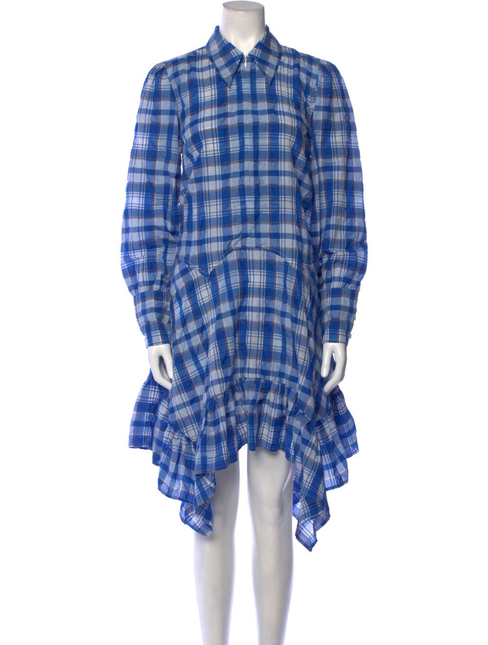 Ganni Plaid Print Knee-Length Dress - image 1