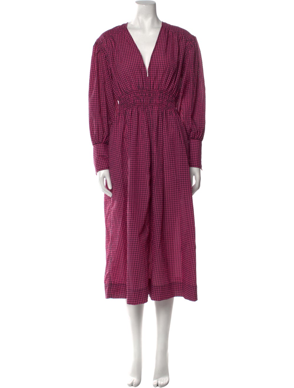 Ganni Plaid Print Long Dress - image 1