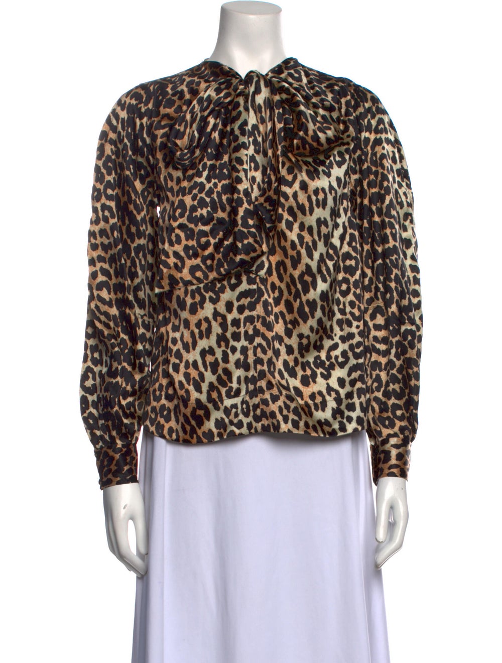 Ganni Silk Animal Print Blouse - image 1