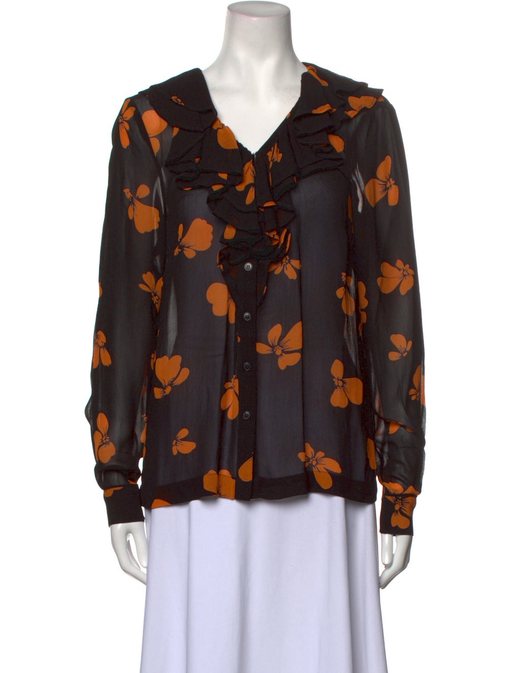 Ganni Printed V-Neck Blouse - image 1