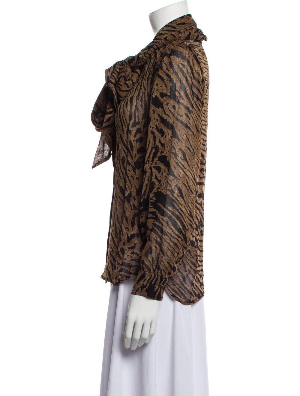 Ganni Animal Print Long Sleeve Button-Up Top - image 2