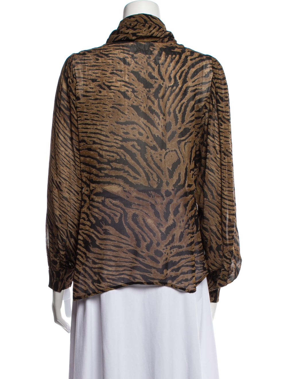 Ganni Animal Print Long Sleeve Button-Up Top - image 3