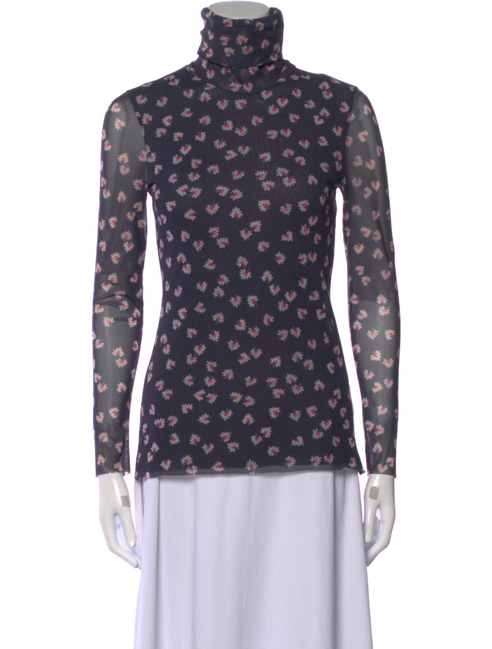 Ganni Floral Print Turtleneck Top - image 1