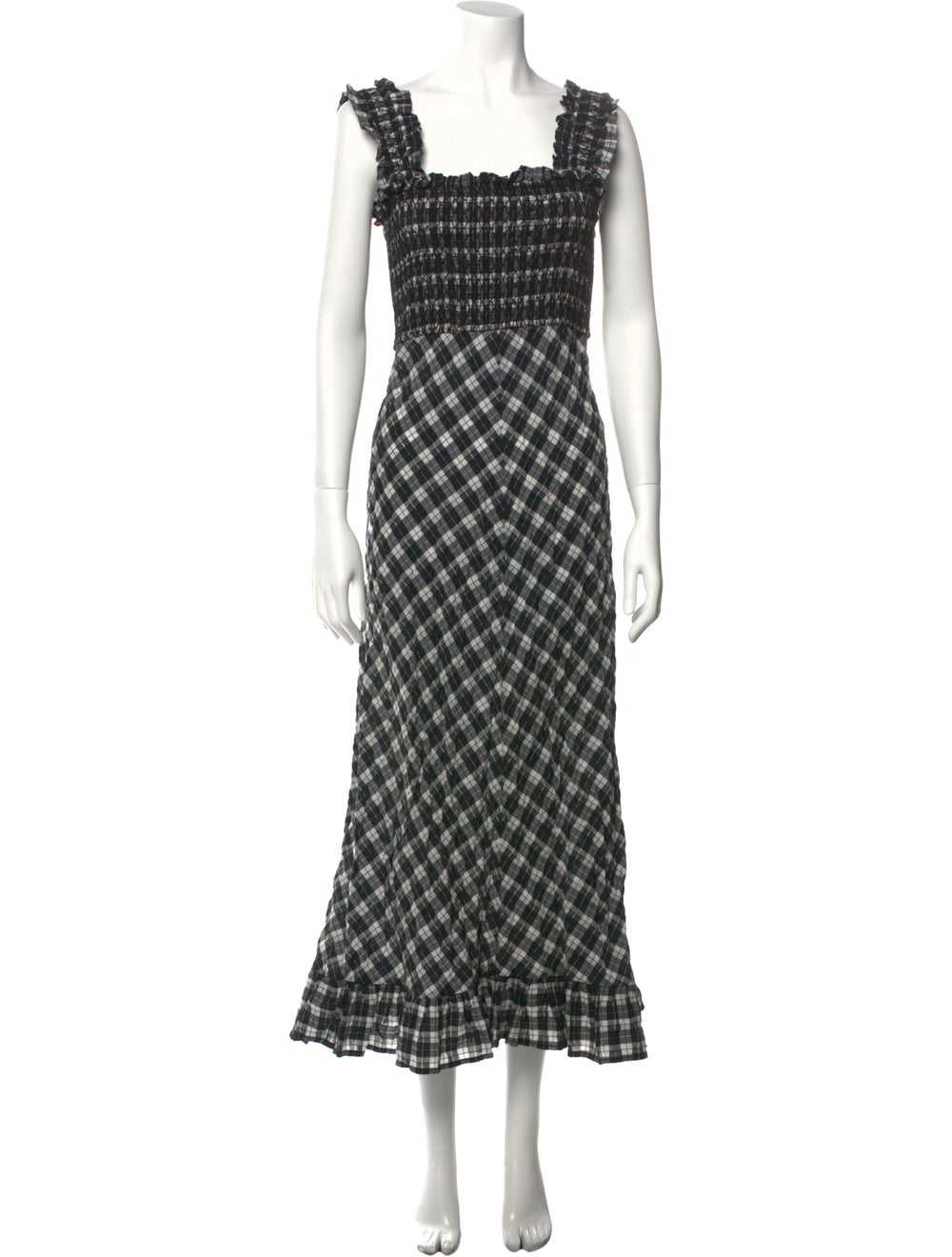 Ganni Plaid Print Long Dress - image 1
