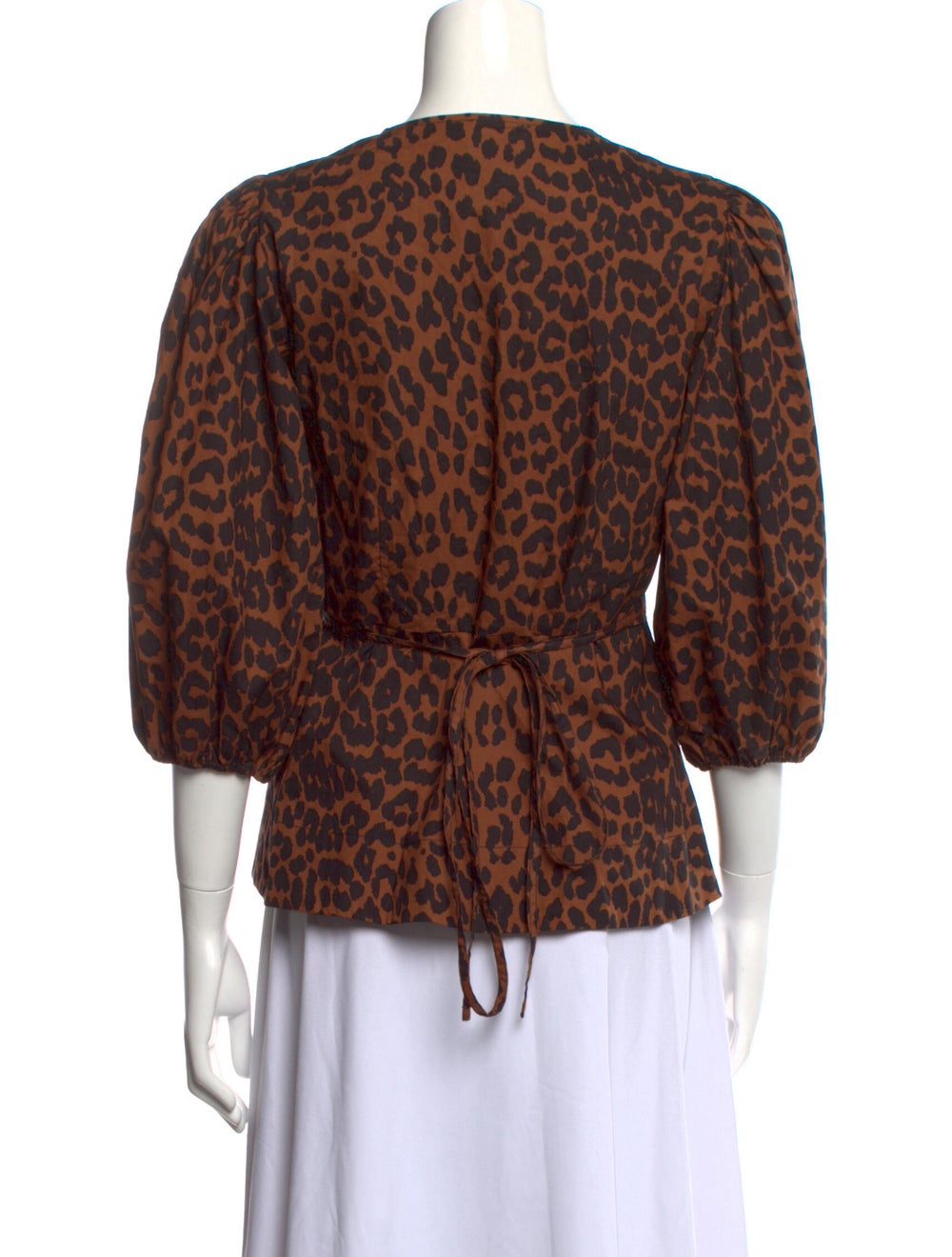Ganni Animal Print V-Neck Blouse w/ Tags - image 3