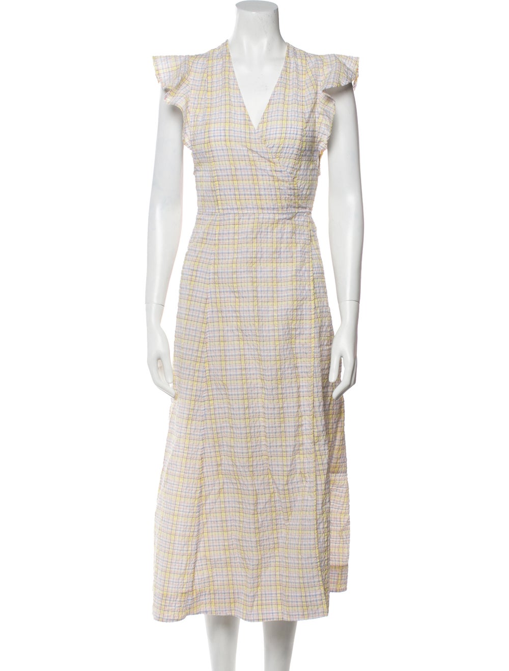 Ganni Plaid Print Long Dress - image 1