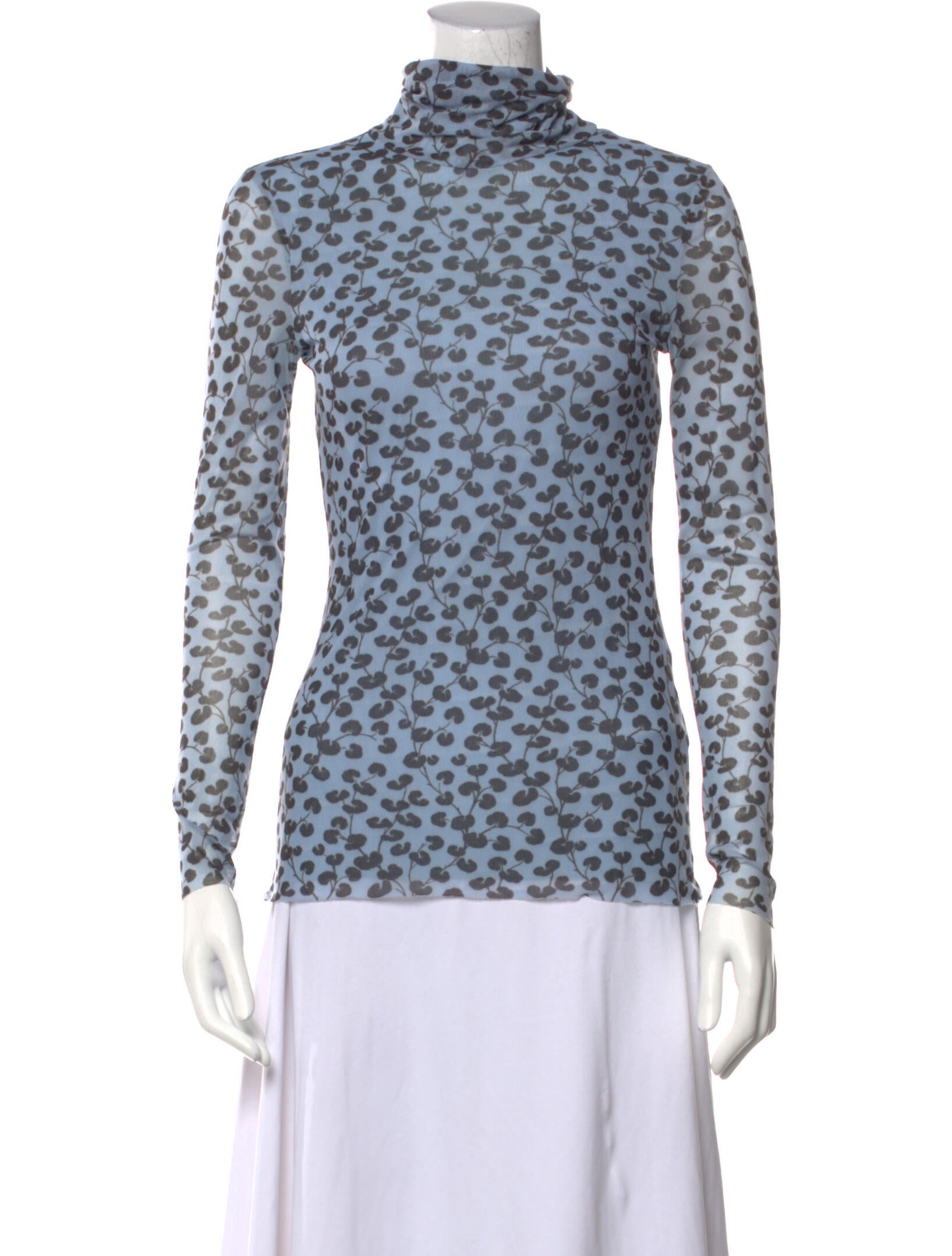 Ganni Animal Print Turtleneck Sweater Blue Knitwear, Clothing