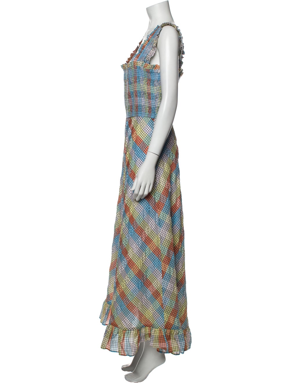 Ganni Plaid Print Long Dress - image 3
