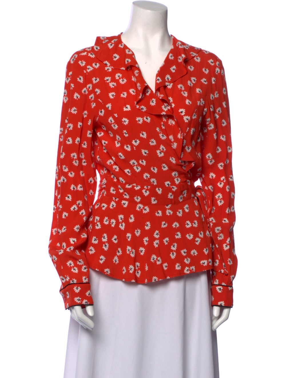 Ganni Floral Print V-Neck Blouse - image 1