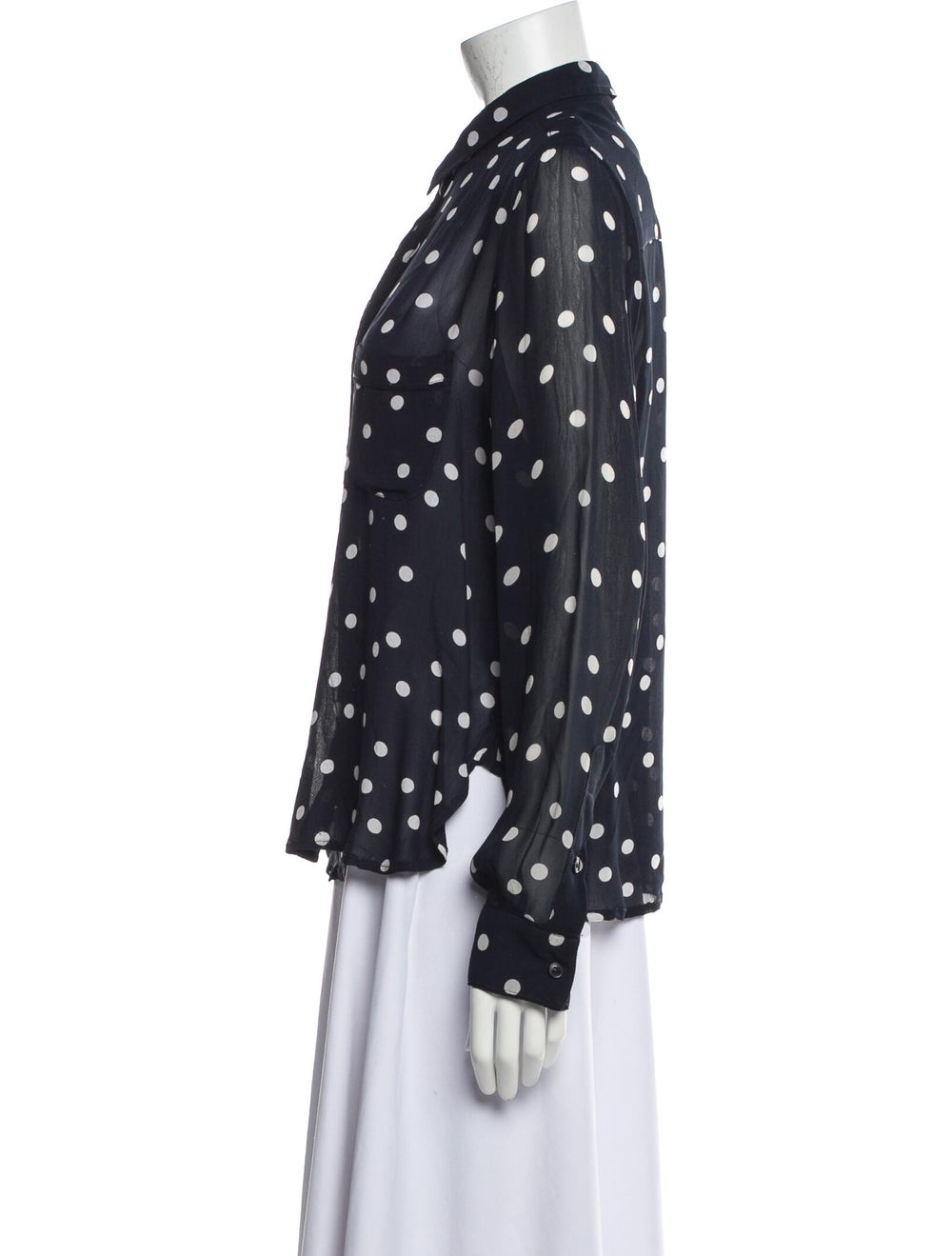 Ganni Polka Dot Print Long Sleeve Button-Up Top - image 2