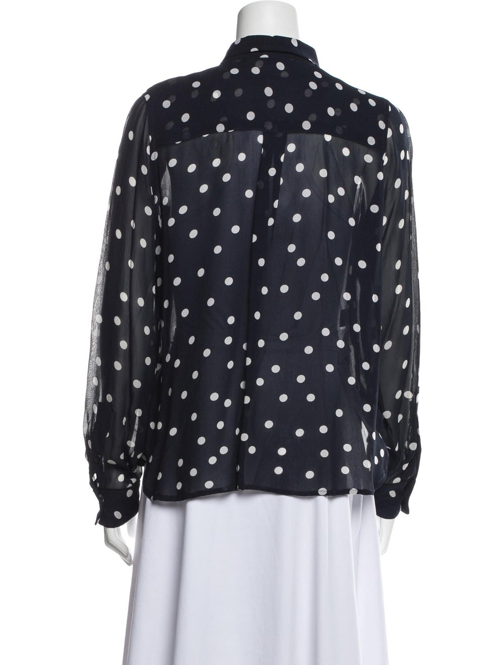 Ganni Polka Dot Print Long Sleeve Button-Up Top - image 3