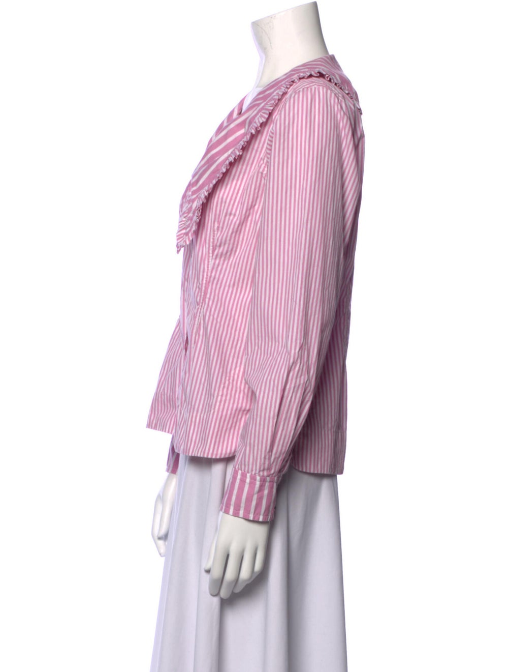 Ganni Striped V-Neck Blouse - image 2