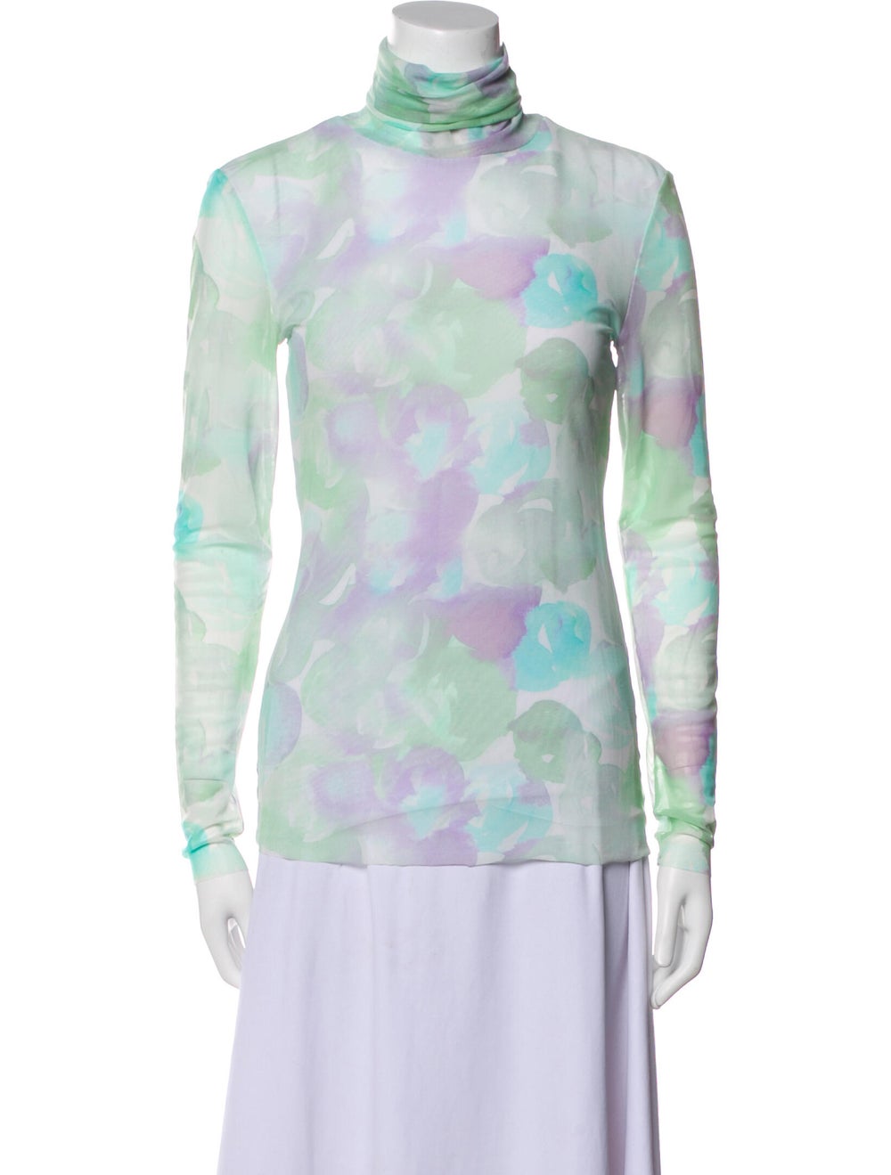 Ganni Floral Print Turtleneck Sweatshirt - image 1