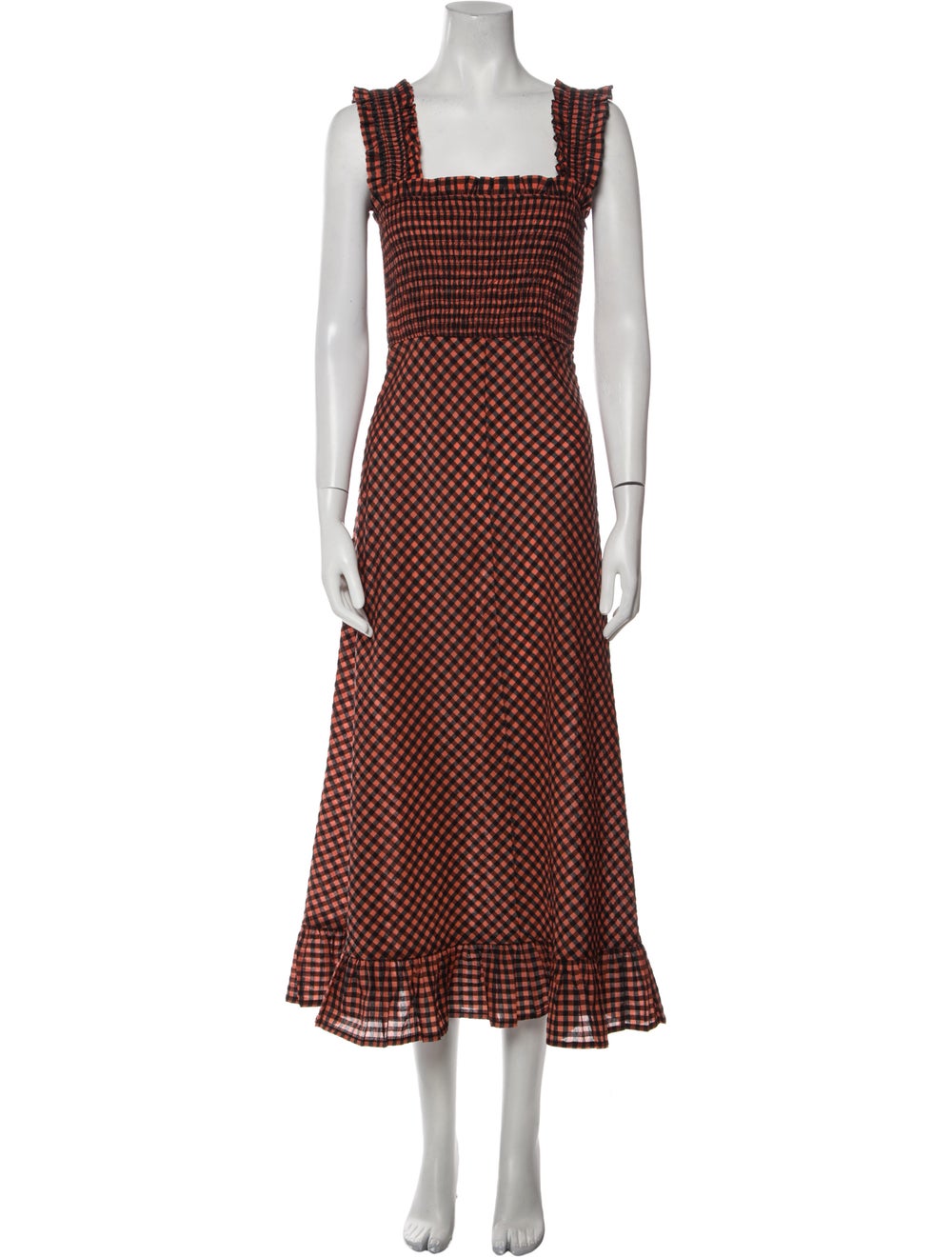 Ganni Plaid Print Long Dress - image 1