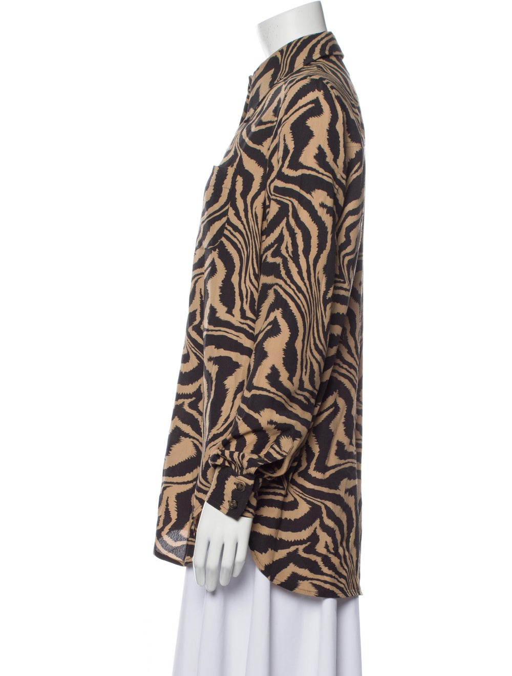 Ganni Animal Print Long Sleeve Button-Up Top - image 2