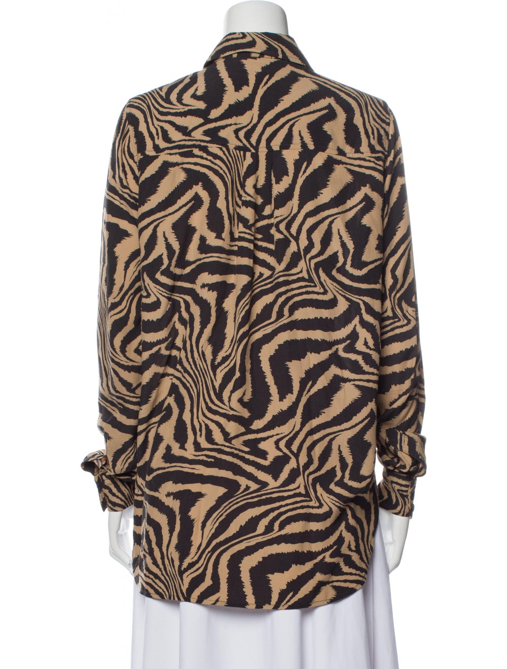 Ganni Animal Print Long Sleeve Button-Up Top - image 3
