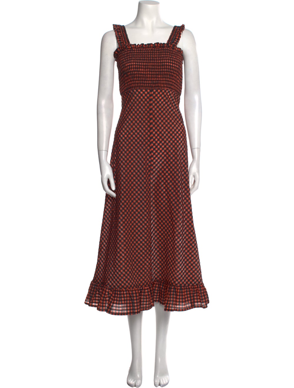 Ganni Plaid Print Long Dress - image 1